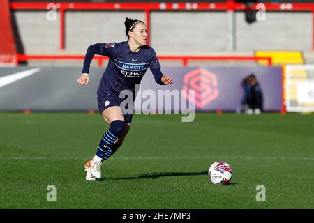 London, UK. 01st Feb, 2018. CRAWLEY, United Kingdom, DECEMBER 12: Lucy Bronze of Manchester City Women in action during Barclays FA Woman Super League between Brighton and Hove Albion and Manchester United at The People's Pension Stadium, Crawly on 12th December, 2021 Credit: Action Foto Sport/Alamy Live News