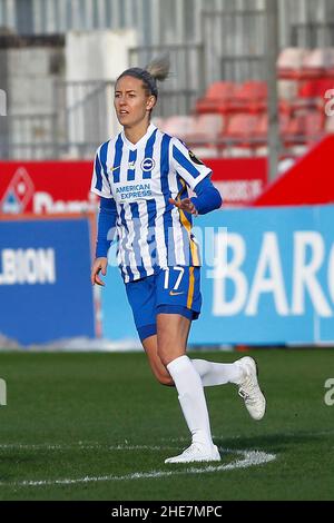 London, UK. 01st Feb, 2018. CRAWLEY, United Kingdom, DECEMBER 12: Emma Kullberg of Brighton & Hove Albion Women during Barclays FA Woman Super League between Brighton and Hove Albion and Manchester United at The People's Pension Stadium, Crawly on 12th December, 2021 Credit: Action Foto Sport/Alamy Live News
