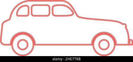 Neon retro car red color vector illustration image flat style light Stock Vector