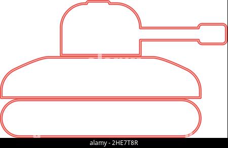 Neon tank red color vector illustration image flat style light Stock Vector