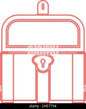 Neon kist or trunk red color vector illustration image flat style light Stock Vector