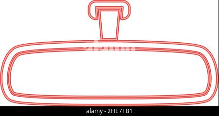Neon rear view mirror red color vector illustration image flat style light Stock Vector