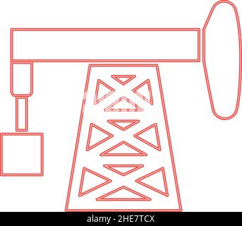 Neon petroleum pump red color vector illustration image flat style light Stock Vector