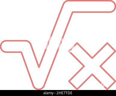 Neon square root of x axis red color vector illustration image flat style light Stock Vector