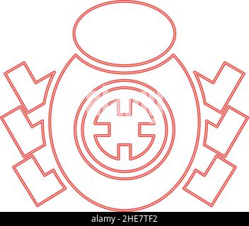 Neon bug beetle in target sight red color vector illustration image flat style light Stock Vector