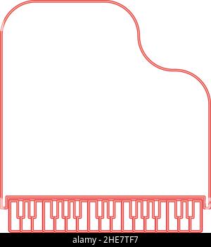 Neon grand piano red color vector illustration image flat style light Stock Vector