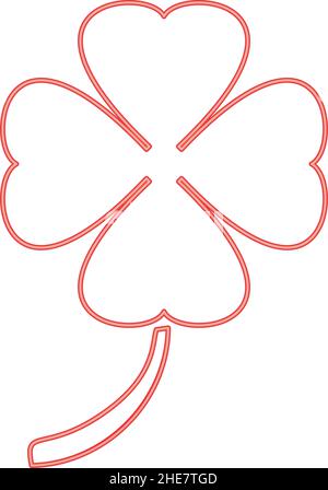 Neon clover red color vector illustration image flat style light Stock Vector