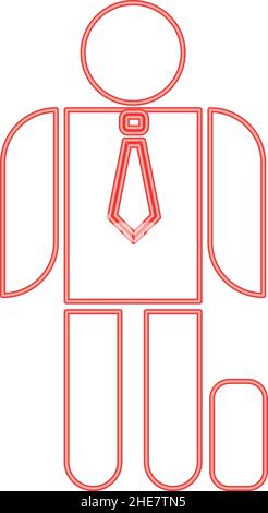 Neon businessman with case red color vector illustration image flat style light Stock Vector