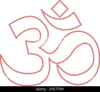 Neon induism symbol om sign red color vector illustration image flat style light Stock Vector