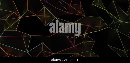 A 3d Abstract geometric background lines Global network connection on a black background Stock Photo