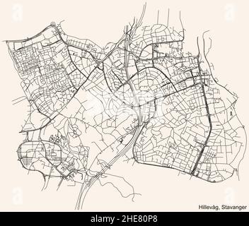 Map Of Stavanger, Norway. Detailed City Vector Map, Metropolitan Area 