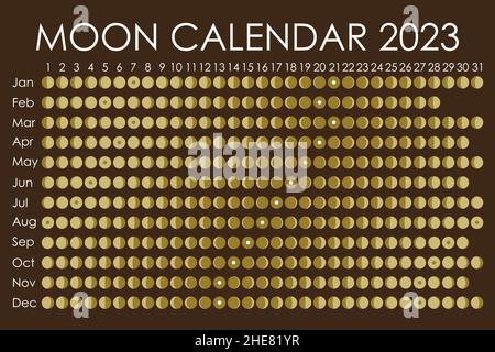 2023 Moon calendar. Astrological calendar design. planner. Place for stickers. Month cycle planner mockup. Isolated color background Stock Vector