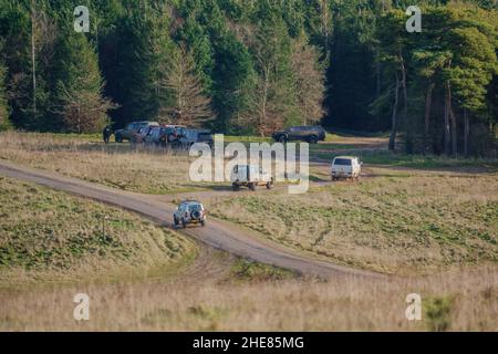 a gathering of 4x4 off-road driving vehicles on Salisbury Plain UK