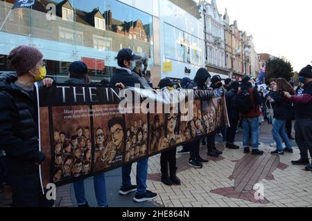 Stand With Hong Kong demonstration in Kingston upon Thames 9th January 2022 Stock Photo