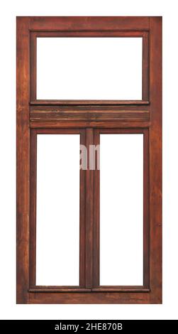 Old wooden window frame isolated on white background Stock Photo - Alamy