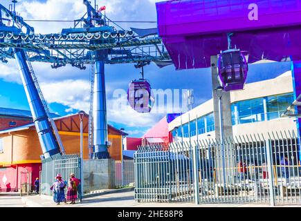 May 3, 2017 - Mi Teleferico, aerial cable car urban transit system in La Paz, Bolivia  Stock Photo