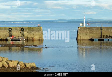 The narrow entrance to Avoch Harbour on the Black Isle. Easter Ross, Scotland. Stock Photo