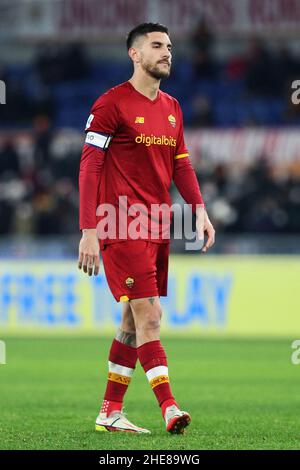 Rome, Italy. 09th Jan, 2022. Lorenzo Pellegrini of Roma reacts during the Italian championship Serie A football match between AS Roma and Juventus FC on January 9, 2022 at Stadio Olimpico in Rome, Italy - Photo: Federico Proietti/DPPI/LiveMedia Credit: Independent Photo Agency/Alamy Live News Stock Photo