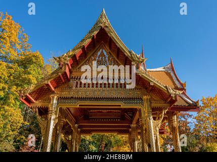 The Sala Thai Temple In The Park Of Bad Homburg, Hesse Stock Photo