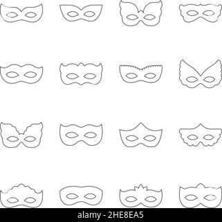 Set of carnival masks, vector illustration Stock Vector