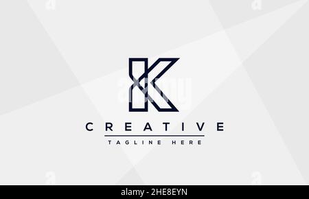 Abstract Monogram letter K Logo design concept. Minimalist k kk creative initial based Vector icon template. Graphic Alphabet Symbol Stock Vector