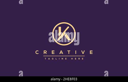 Abstract Monogram letter K Logo design concept. Minimalist k kk creative initial based Vector icon template. Graphic Alphabet Symbol Stock Vector