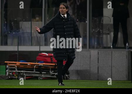 Milan, Italy - january 9 2022 - Inter-Lazio serie A - simone inzaghi trainer f.c. internazionale Credit: Christian Santi/Alamy Live News Stock Photo