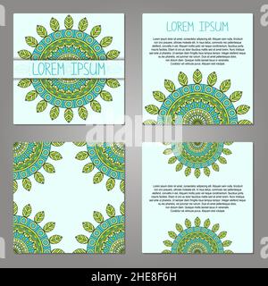 Set of cards with decorative elements, vector illustration Stock Vector