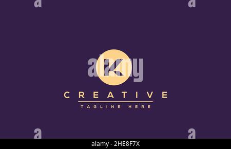 Abstract Monogram letter K Logo design concept. Minimalist k kk creative initial based Vector icon template. Graphic Alphabet Symbol Stock Vector