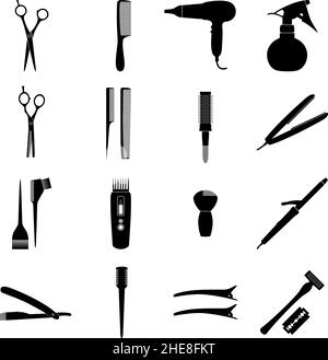 Set of icons of hairdresser tools, vector illustration Stock Vector