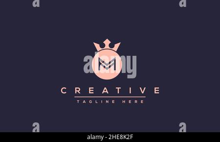 Unique modern creative elegant Letter M logo design or MM initials vector monogram symbol Stock Vector