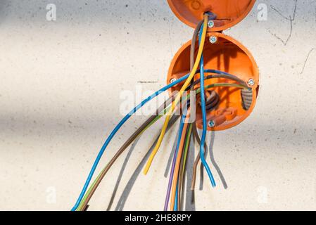 Electrical Installation For Power Supply On A Construction Site Stock Photo
