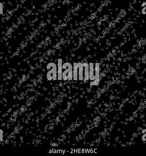 Falling numbers, big data concept. Binary white chaotic flying digits. Breathtaking futuristic banner on black background. Digital vector illustration Stock Vector