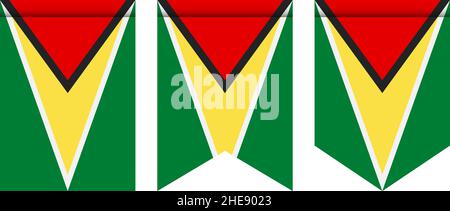 Guyana flag or pennant isolated on white background. Pennant flag icon. Stock Vector