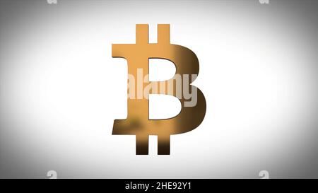 Animation of abstract data with bitcoin symbol on white background. Animation of seamless loop. Animation Golden symbol of bitcoin. Stock Photo