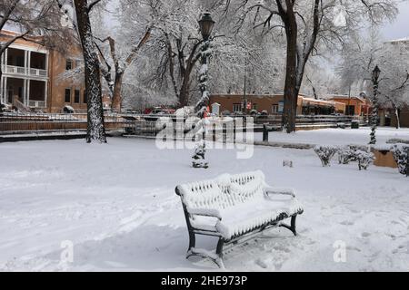 Snow covered Santa Fe Stock Photo