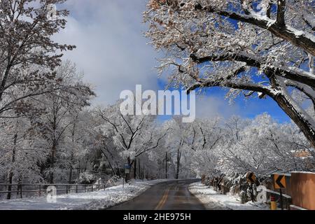 Snow covered Santa Fe Stock Photo