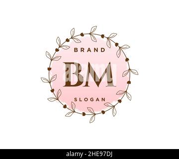 BM feminine logo. Usable for Nature, Salon, Spa, Cosmetic and Beauty Logos. Flat Vector Logo Design Template Element. Stock Vector