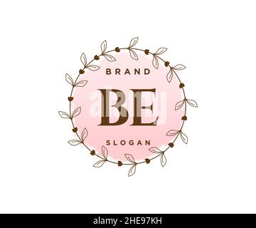 BE feminine logo. Usable for Nature, Salon, Spa, Cosmetic and Beauty Logos. Flat Vector Logo Design Template Element. Stock Vector
