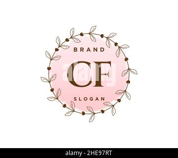 CF feminine logo. Usable for Nature, Salon, Spa, Cosmetic and Beauty Logos. Flat Vector Logo Design Template Element. Stock Vector