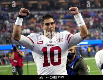 Santa Clara, California, USA. 11th Jan, 2020. 10 Jimmy Garoppolo getting  interviewed after the NFC Divisional Game, Minnesota Vikings vs. San  Francisco 49ers game on January 11, 2020. Credit: Dalton Hamm/ZUMA  Wire/Alamy