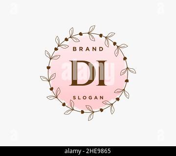 DI feminine logo. Usable for Nature, Salon, Spa, Cosmetic and Beauty Logos. Flat Vector Logo Design Template Element. Stock Vector