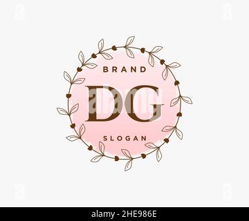 DG feminine logo. Usable for Nature, Salon, Spa, Cosmetic and Beauty Logos. Flat Vector Logo Design Template Element. Stock Vector