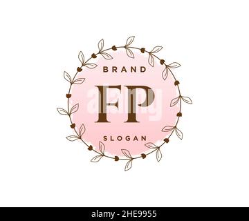 FP feminine logo. Usable for Nature, Salon, Spa, Cosmetic and Beauty Logos. Flat Vector Logo Design Template Element. Stock Vector