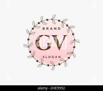 GV feminine logo. Usable for Nature, Salon, Spa, Cosmetic and Beauty Logos. Flat Vector Logo Design Template Element. Stock Vector