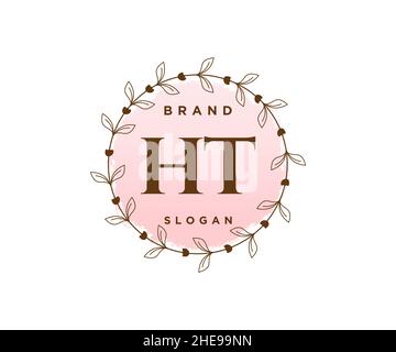 HT feminine logo. Usable for Nature, Salon, Spa, Cosmetic and Beauty Logos. Flat Vector Logo Design Template Element. Stock Vector