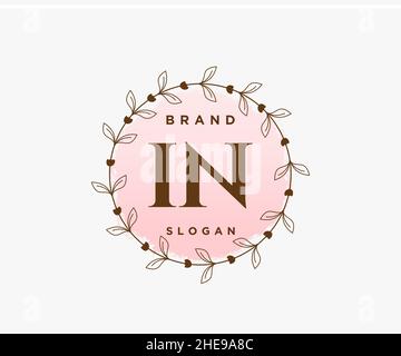 IN feminine logo. Usable for Nature, Salon, Spa, Cosmetic and Beauty Logos. Flat Vector Logo Design Template Element. Stock Vector