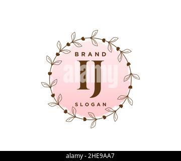 IJ feminine logo. Usable for Nature, Salon, Spa, Cosmetic and Beauty Logos. Flat Vector Logo Design Template Element. Stock Vector