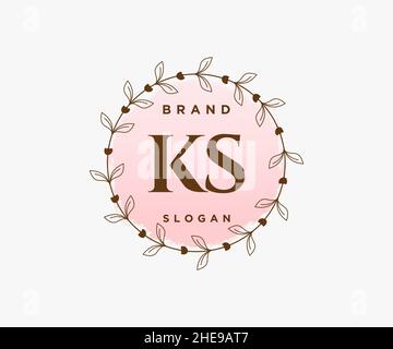 KS feminine logo. Usable for Nature, Salon, Spa, Cosmetic and Beauty Logos. Flat Vector Logo Design Template Element. Stock Vector