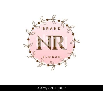 NR feminine logo. Usable for Nature, Salon, Spa, Cosmetic and Beauty Logos. Flat Vector Logo Design Template Element. Stock Vector